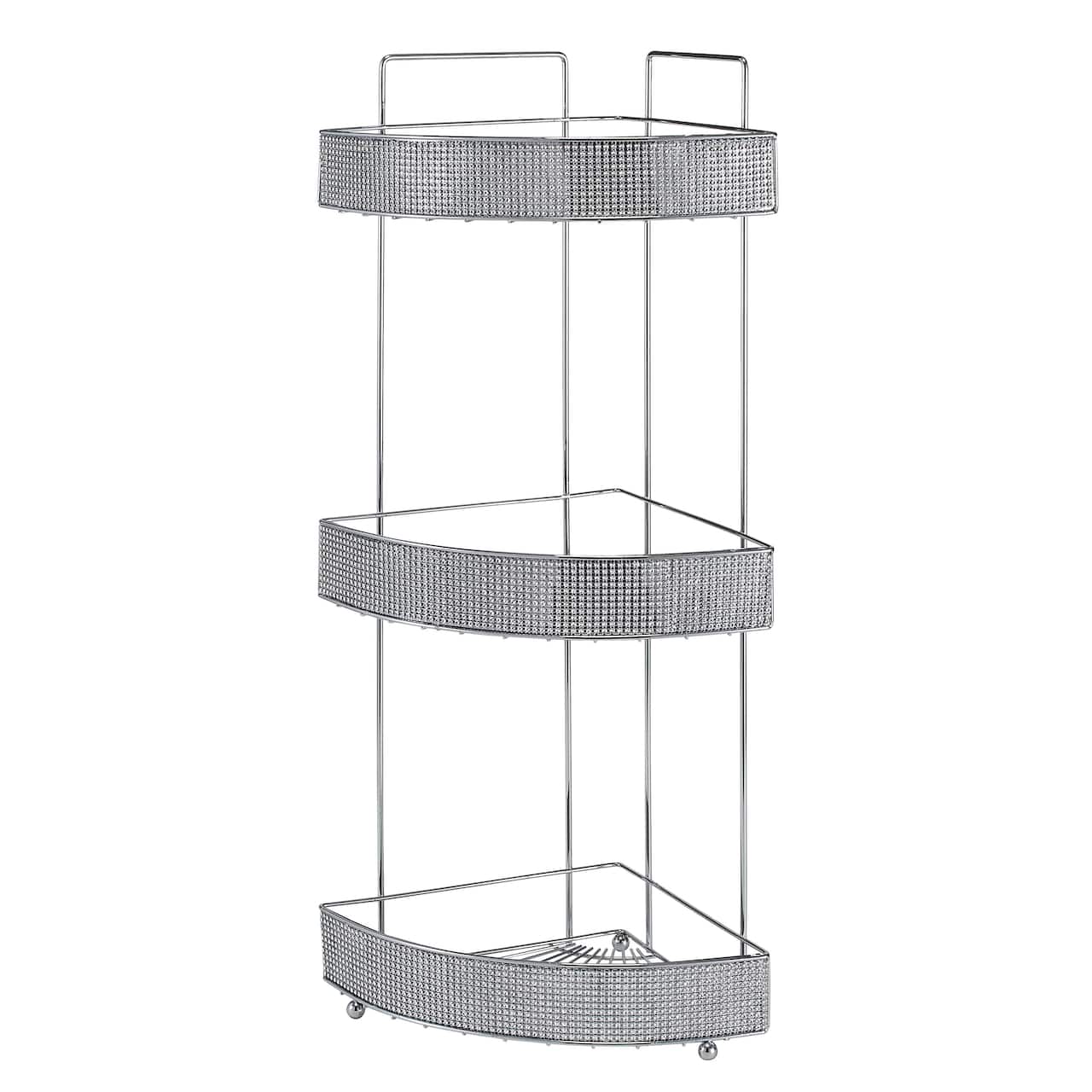 Bath Bliss Pave Diamond Design 3-Tier Corner Bath Shelf